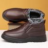 Fashion Men's Elderly Cotton Shoes Dad Winter Plushed Warm Shoes 2024 New Type Anti Slip Waterproof Outdoor Work Casual Shoes