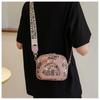 BEIBAOBAO New Canvas Embroidered Small Square Bag Cute Cartoon Small Bear One Shoulder Bags Fashionable Exquisite Design Rivet Women's Messenger Bag