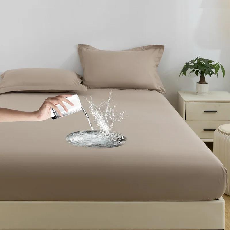 1PC Waterproof Fitted Sheet Soft Comfortable Breathable Bedding 360 Degree Full Surround Mattress Cover for Single Double Bed