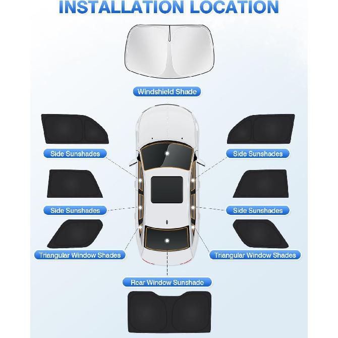 Frontrute solskjermdeksel Passer til Toyota 4Runner 2010-2023 2024 Side bakvindu Visir Full Window Visir Sett Personvern Behold kjøretøy