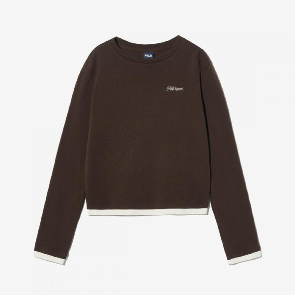 Fila Women S Long Sleeve Layered T ShirT DARKBROWN/W90