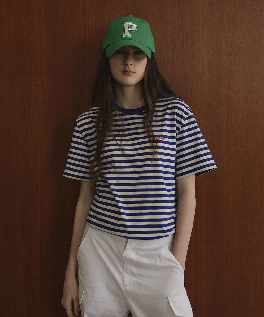 Seutyudioaenpaleukeu Striped Short Sleeve T-Shirt_Royal Blue