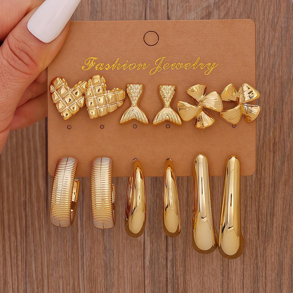 European-American Cross-border C-shaped Teardrop Flower Earrings: Chic, Creative, & Versatile Women's Jewelry Set