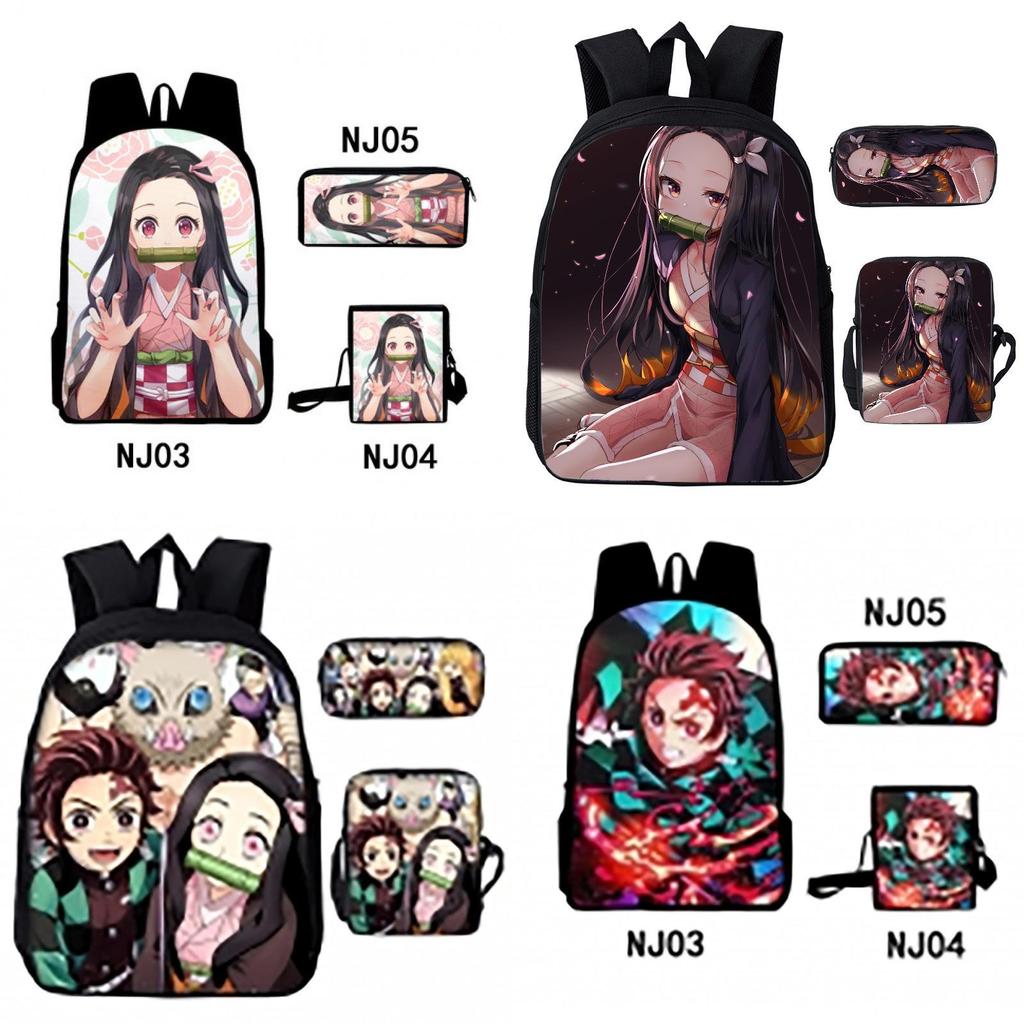 Plecak Podróżny i Piórnik Demon Slayer Kimetsu No Yaiba z Oddychającym Designem Dla Nastolatków