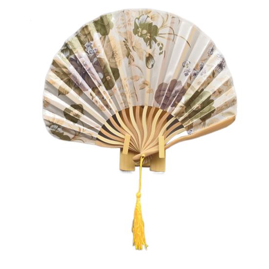 Shell Fan No Burr Non-breakable Festival Gift with Tassel Decorative Vintage Style Floral Print Kimono Japanese Style Hand Fan Home Supply