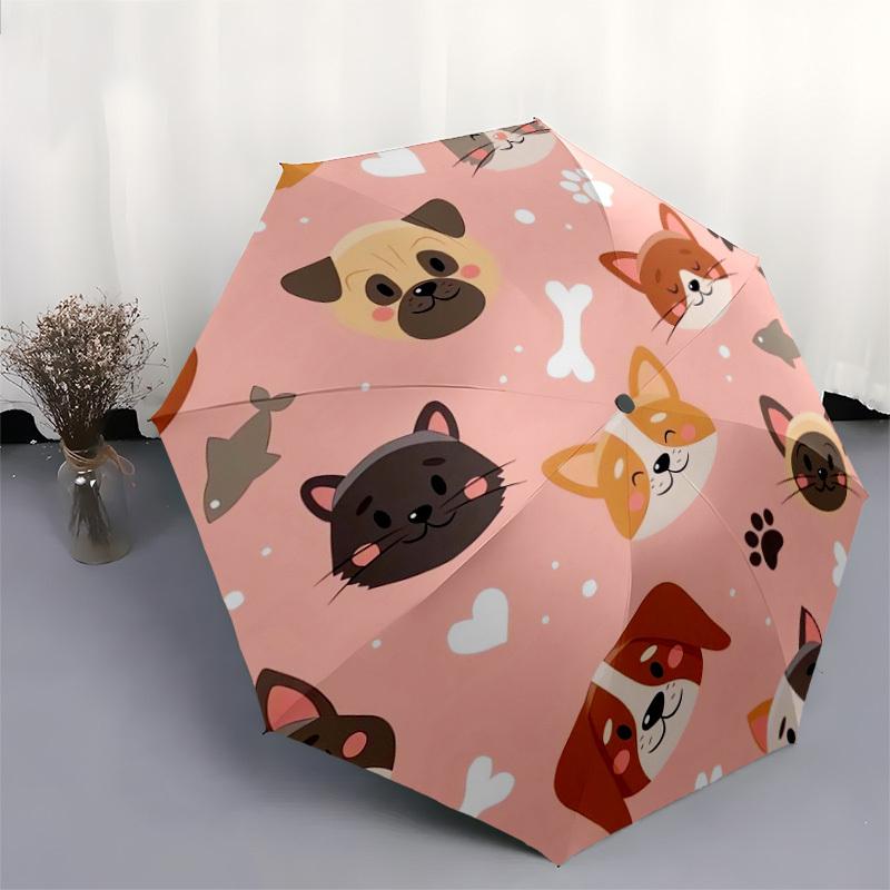 1pc Cute Animals Pattern Umbrella with Plastic Handle,Suitable for All Seasons Home Travel Outdoor UmbrellaDD1379