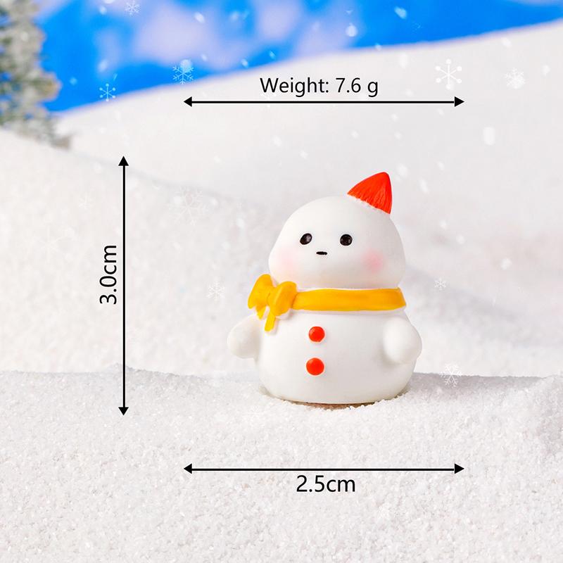 Mini Christmas Snowman Figurine Cartoon Snow Rabbit Micro Landscape Ornament Car Interior Home Desktop Decoration