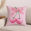 Art Pink Bow Cherry Lovely Kawaii Pillow Case Office Cushions Suitable For Sofa Car Bedroom Decorative Cushion Cover
