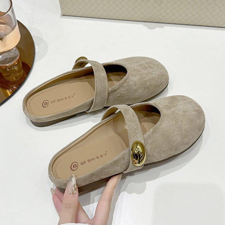 Sapato Único Francês Retrô de Boca Baixa para Mulheres na Primavera de 2025, Solado Suave e Macio, Sapato Único Amarelo de Sola Reta