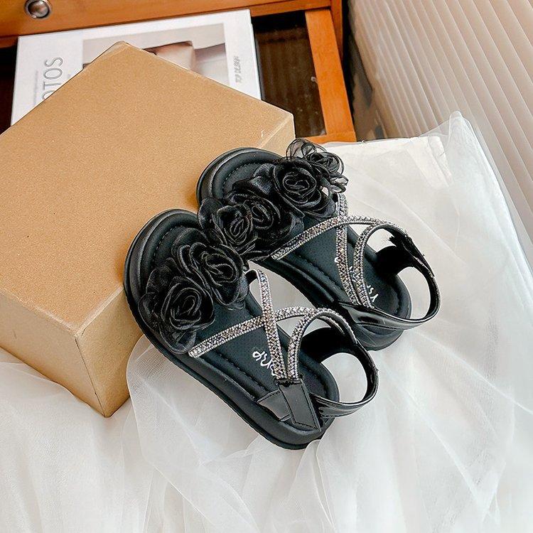 

Girls sandals 2025 new summer children s mesh princess shoes foreign style beach shoes soft sole women s treasure shoes summer 36 чёрный