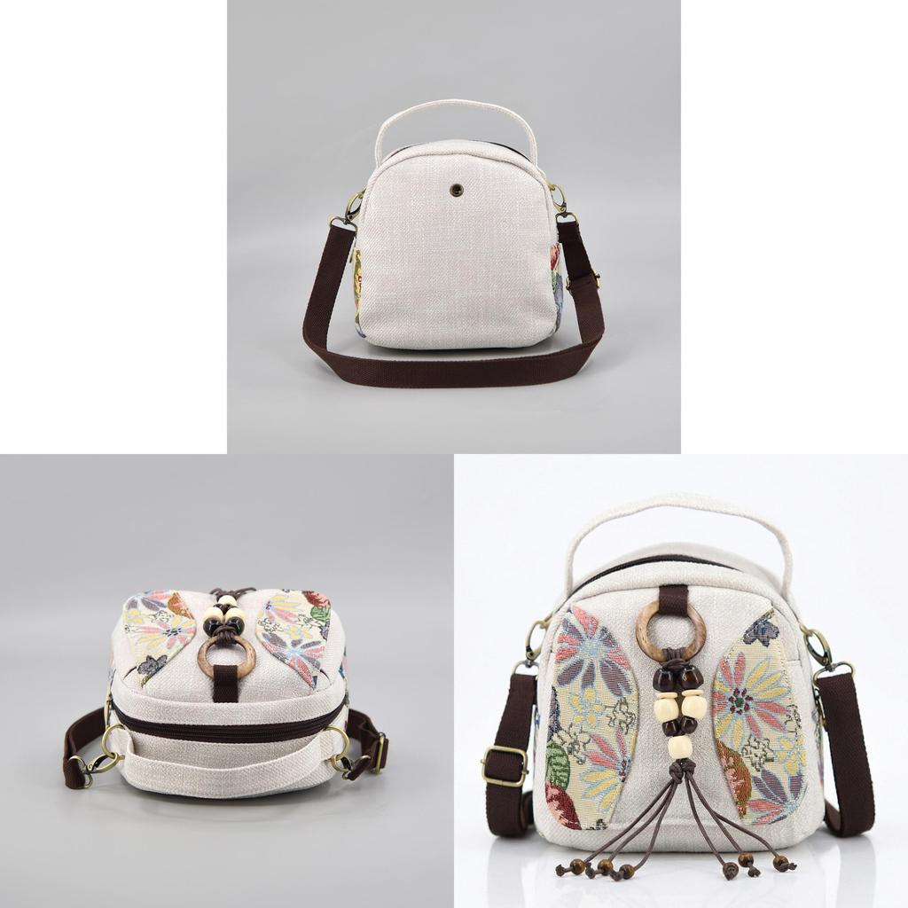 Canvas Bohemian Fringe Shoulder Bag With Embroidery Beadwork For Daily Use
