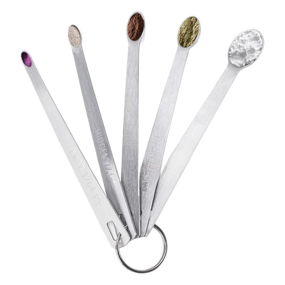 Juego de 5 Cucharas Medidoras de Acero Inoxidable con Identificación Clara TAD DASH PINCH SMIDGEN DROP para Uso en Cocina