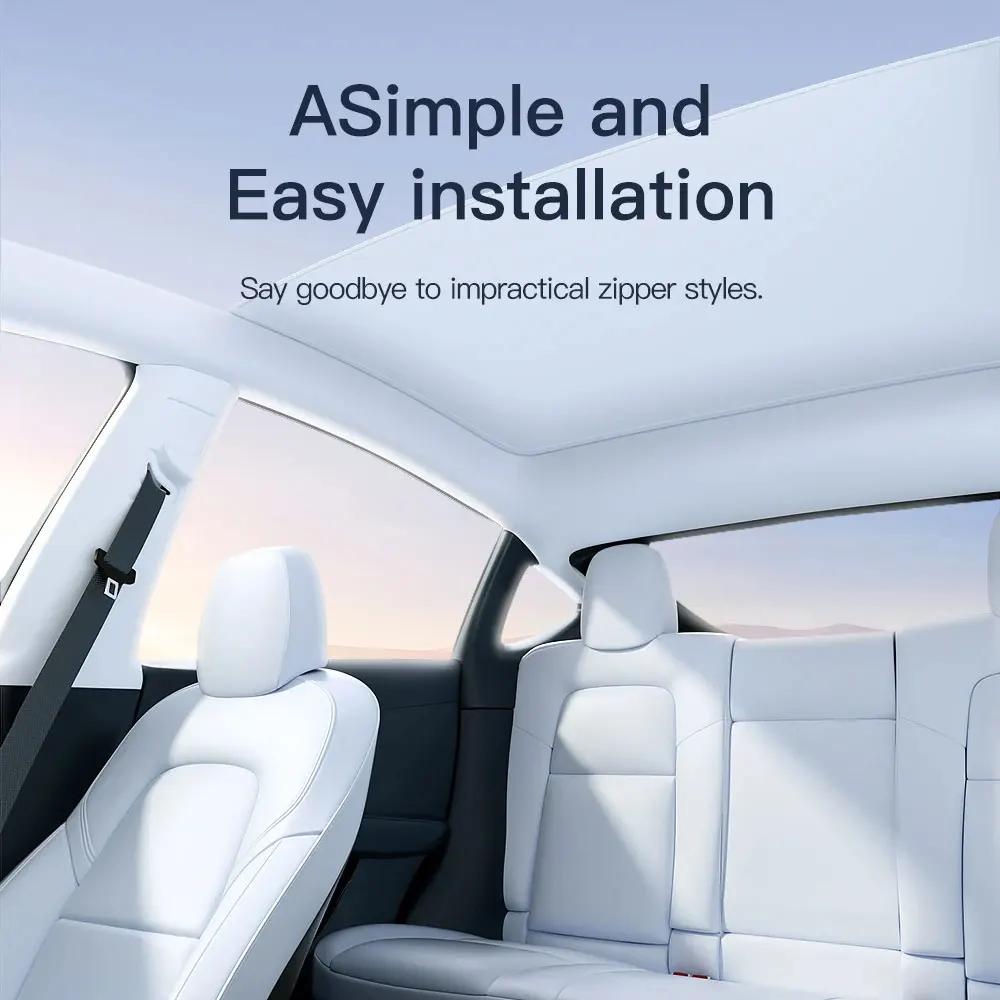 Sunroof Sunshades For Tesla Model 3 Model Y Model 3+ Highland Upgrade Ice Cloth Buckle Sun Shades Glass Roof Front Rear Skylight