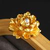 Faux Pearl Golden Peony Brooch Alloy Floral Lapel Pin Sweater Cardigan Coat Business Suit Clothing Accessories for Women Wife Girlfriend