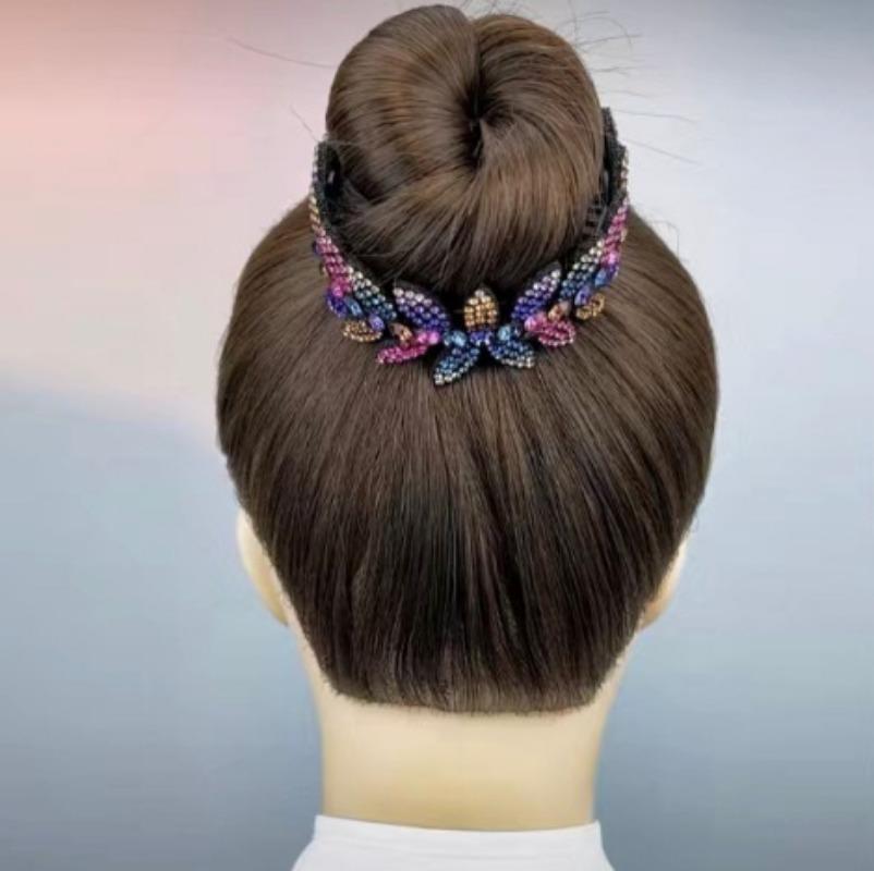 

Ball Head Hair Accessories Resin Olive Leaf Hair Reel, Headgear Women s Hairpin, Professional Head Flower Twist Clip Full Diamond Ponytail Buckle разноцветный