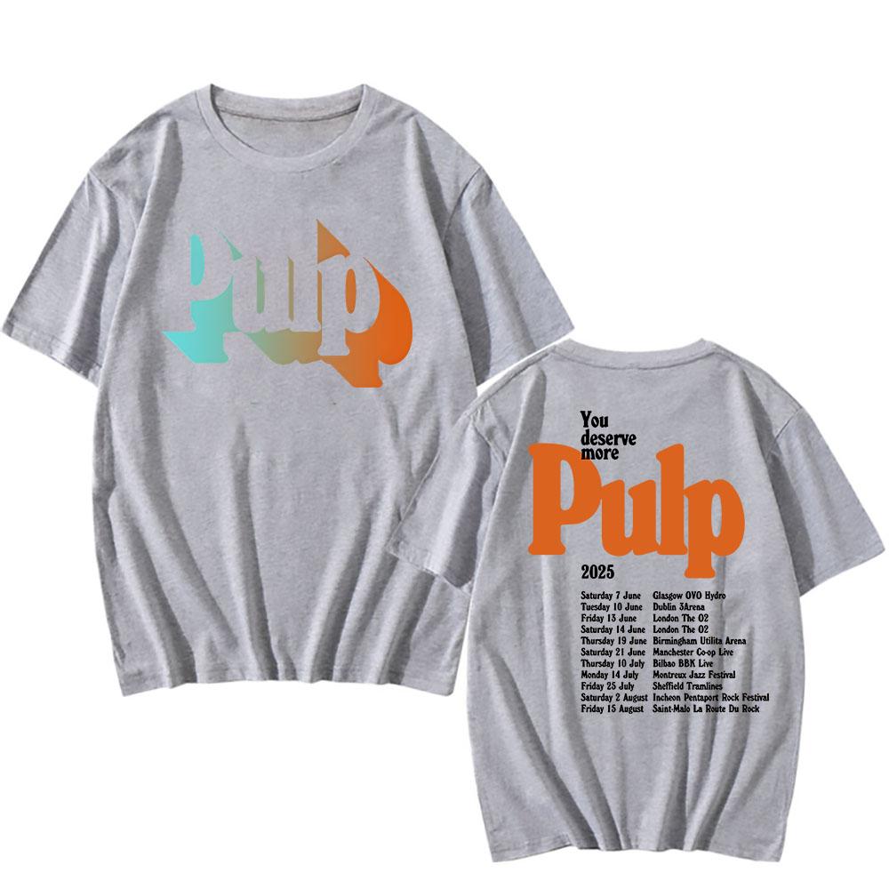 Więcej Koszulka z Trasy 2025 Czarna Pulp Rock Band Daty Koncertów Koszulki Letnia Bawełniana Koszulka z Krótkim Rękawem dla Mężczyzn Hip Hop Grunge Męska Koszulka