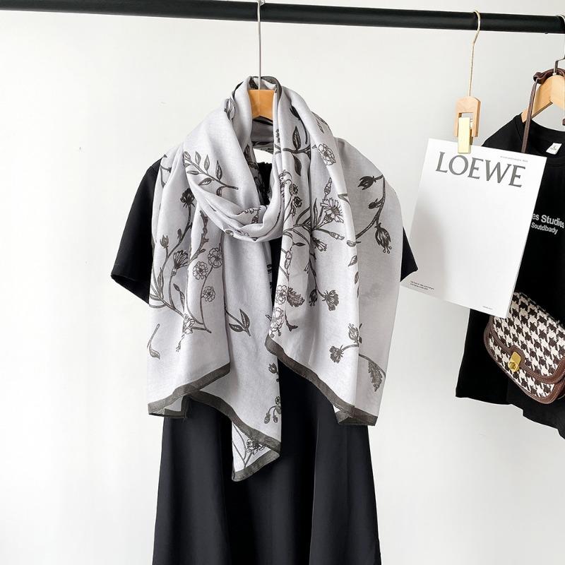 New cotton and linen scarf women's autumn high-end sense conch pattern silk scarf soft thin shawl headscarf