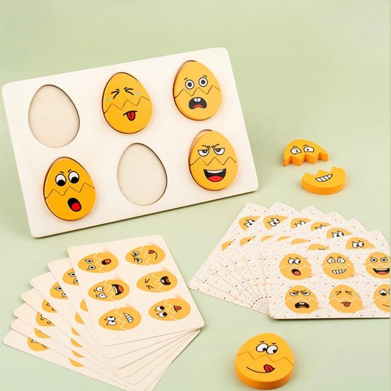 Montessori Wooden Emotion Puzzle Toy Kids Face Expression Matching Educational Sensory Thinking Early Learning Toddler Toys