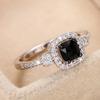 Huitan Creative Black CZ Stone Wedding Rings for Women 2023 New Exquisite Female Finger-ring Party Fancy Gift Statement