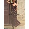 Spring New Women's Clothing Sexy Wind V Neck Sleeveless Printed Long Midi Skirt Sling Dress 2587053