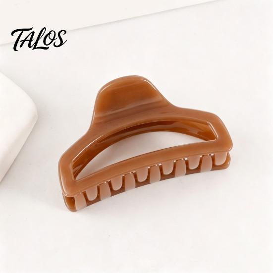 Polished Edge Hair Clip Back Head Claw, Hollow Design Shark with Anti-slip Transparent Teeth, Lightweight Acrylic Shower Claw for Long Thick