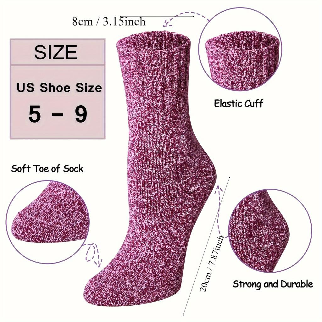 5 Pairs Women'S Thick Retro Winter Socks - Warm, Comfortable Round Toe Ankle Socks In Maroon, Perfect for Gifts, All-Season Wear, Soft Socks