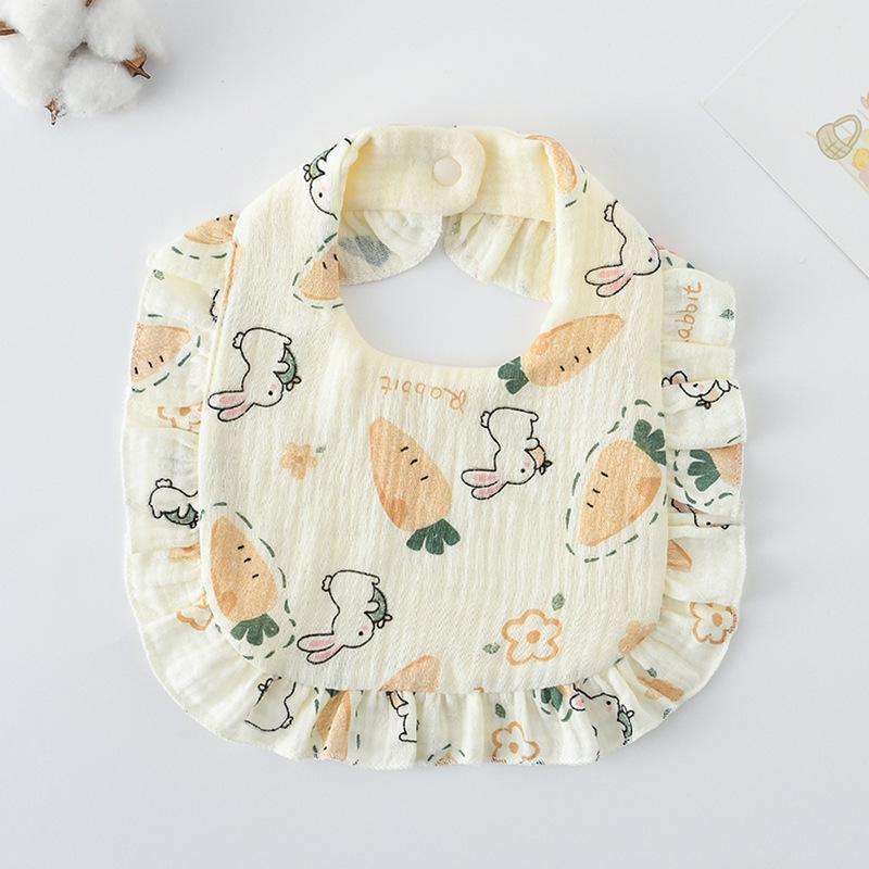 Ruffle Baby Drool Bibs: Pure Cotton Printed Lace Bibs