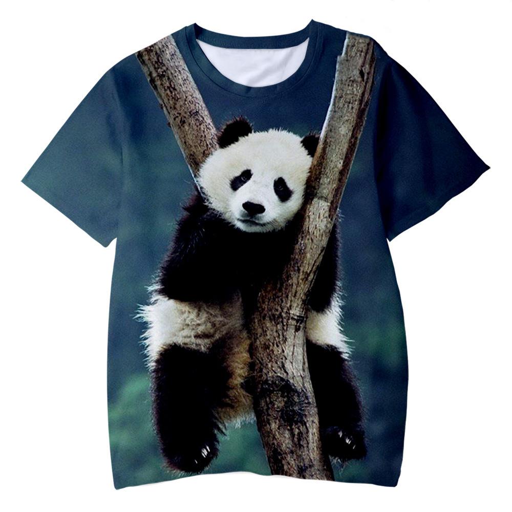 Cute Panda T-shirt Funny Animal 3D Print Men Short Sleeve T Shirts Streetwear Harajuku Y2K Tees Tops Unisex Kids Clothing