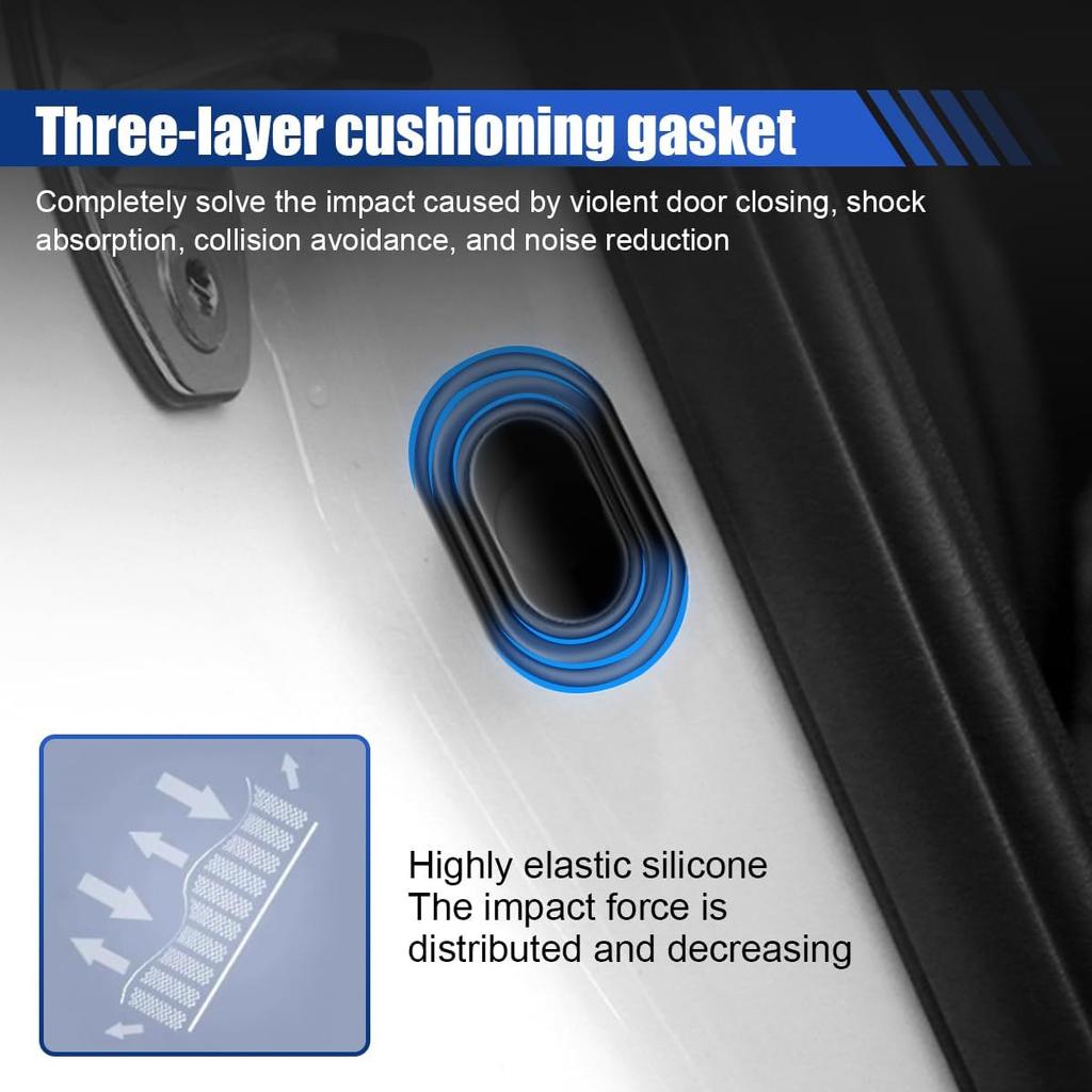 8PCS Car Door Shock Absorber- Silicone Anti-Collision Soundproof Crash Pad Car Door Slam Stopper- Self Adhesive Buffer Pad Auto Bumper Side Doors