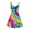 Women Plus Size Off Shoulder Sleeveless Strappy Dress Black Galaxy Printed Fitted Waist Flared Hem