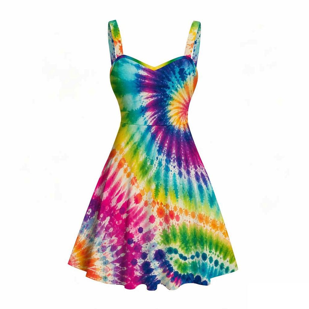 Women Plus Size Off Shoulder Sleeveless Strappy Dress Black Galaxy Printed Fitted Waist Flared Hem