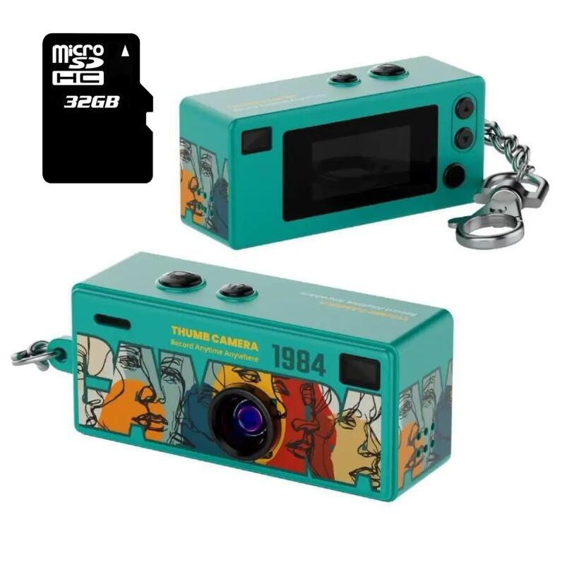 G6 Mini Retro Thumb Keychain Camera 0.96 Inch With HD 130° Wide-angle Lens TFT LCD Display Screen Portable For Students with Flash Support Memory Card