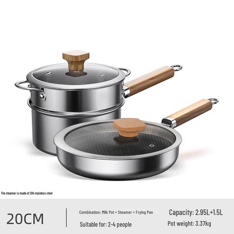 Wutuo Stainless Steel Milk Pot & Frying Pan Set