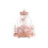 Snow globe with music box, color LED lights, merry-go-round, and crystal balls for automatic snowfall. A popular birthday or Christmas gift for girls,