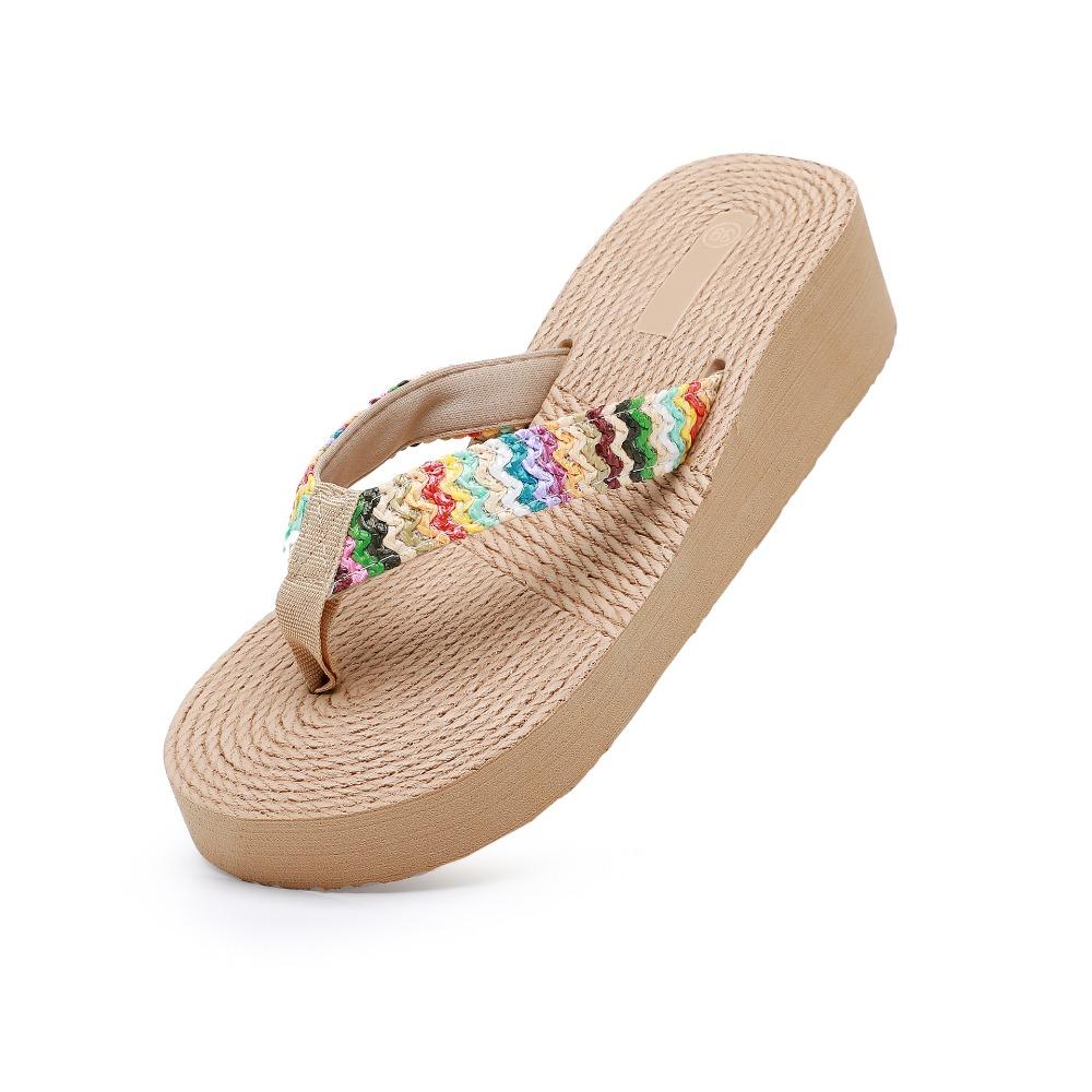 Women's Fashion Trend Anti Slip Wear-resistant Comfortable Soft Bottom Ethnic Style Flat Heel Flip Flops