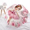 Ballerina, Rosa Automatischer Faltregenschirm 8 Rippen Leichtes Design, Langlebiger Eisenrahmen, Kompakt und Tragbar, Ideal für Geburtstag oder Weihnachten