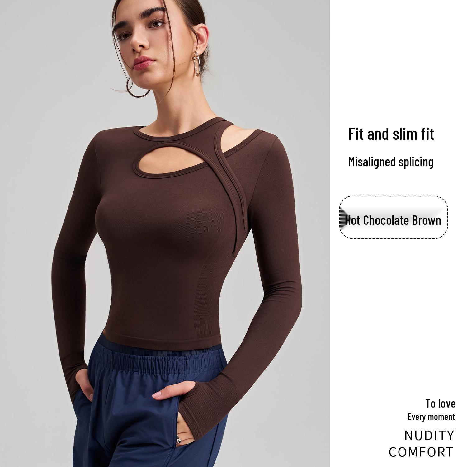 Women s Asymmetrical Cutout Long Sleeve Yoga Top XL