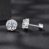 WOSTU Classical Round 1 CT Moissanite Stud Earrings For Women 925 Sterling Silver Cube Earrings Moissanite Wedding Jewelry