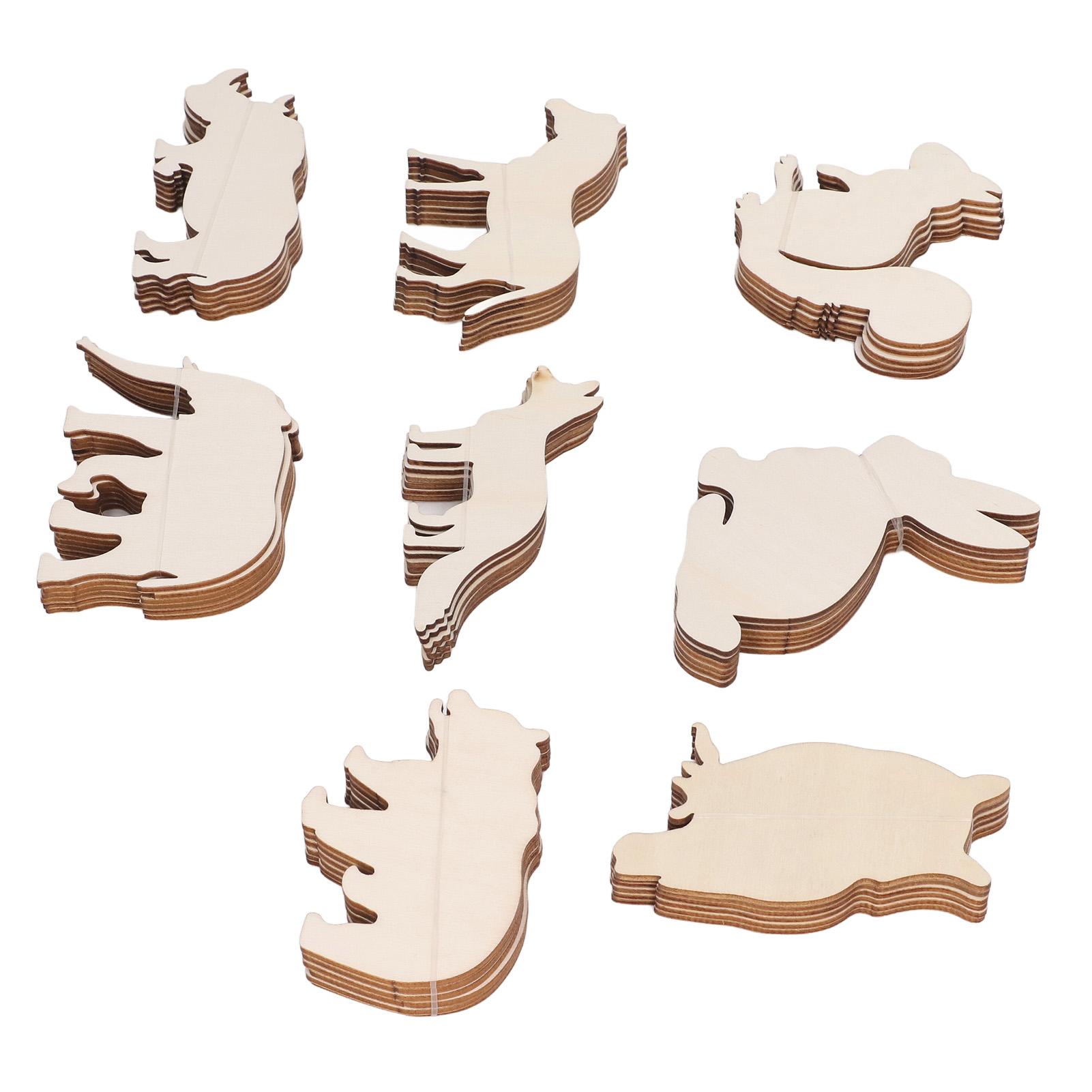 

48PCS Animal Wooden Slice DIY Wood Ornaments Blank Decoration Shaped Wood Pieces for Kids Friends