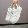 thick-soled lace-up little white shoes women's new solid-color bow casual shoes college-style versatile board shoes