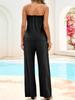 Completo Due Pezzi da Donna in Cotone con Top a Tubo Senza Spalline e Pantaloni a Gamba Larga