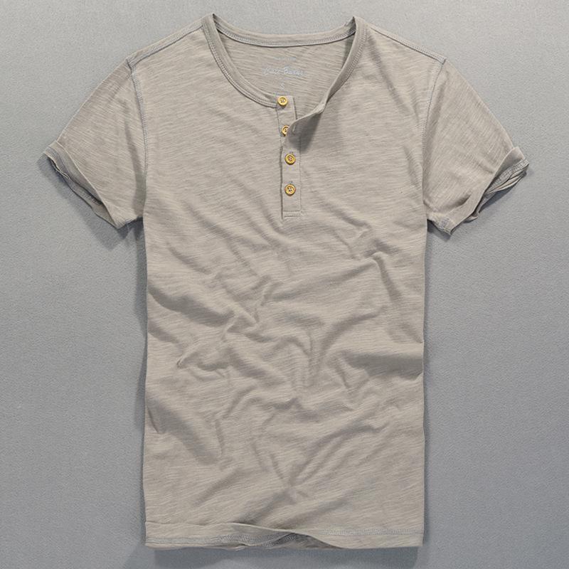 

Men s Summer Henley Neck Short Sleeve Bamboo Cotton Slim Fit T-Shirt S