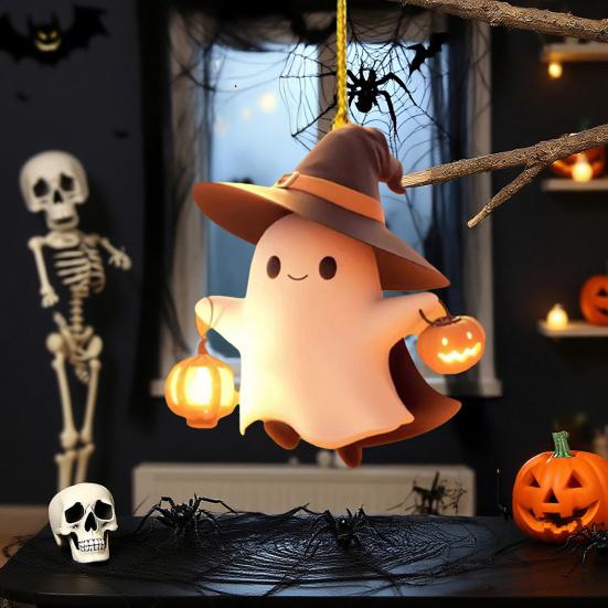 Halloween Ornament Søt Spøkelse Gresskar Dekor Bilinteriørdekor Anheng Dekorasjon for Halloweenfest Gave