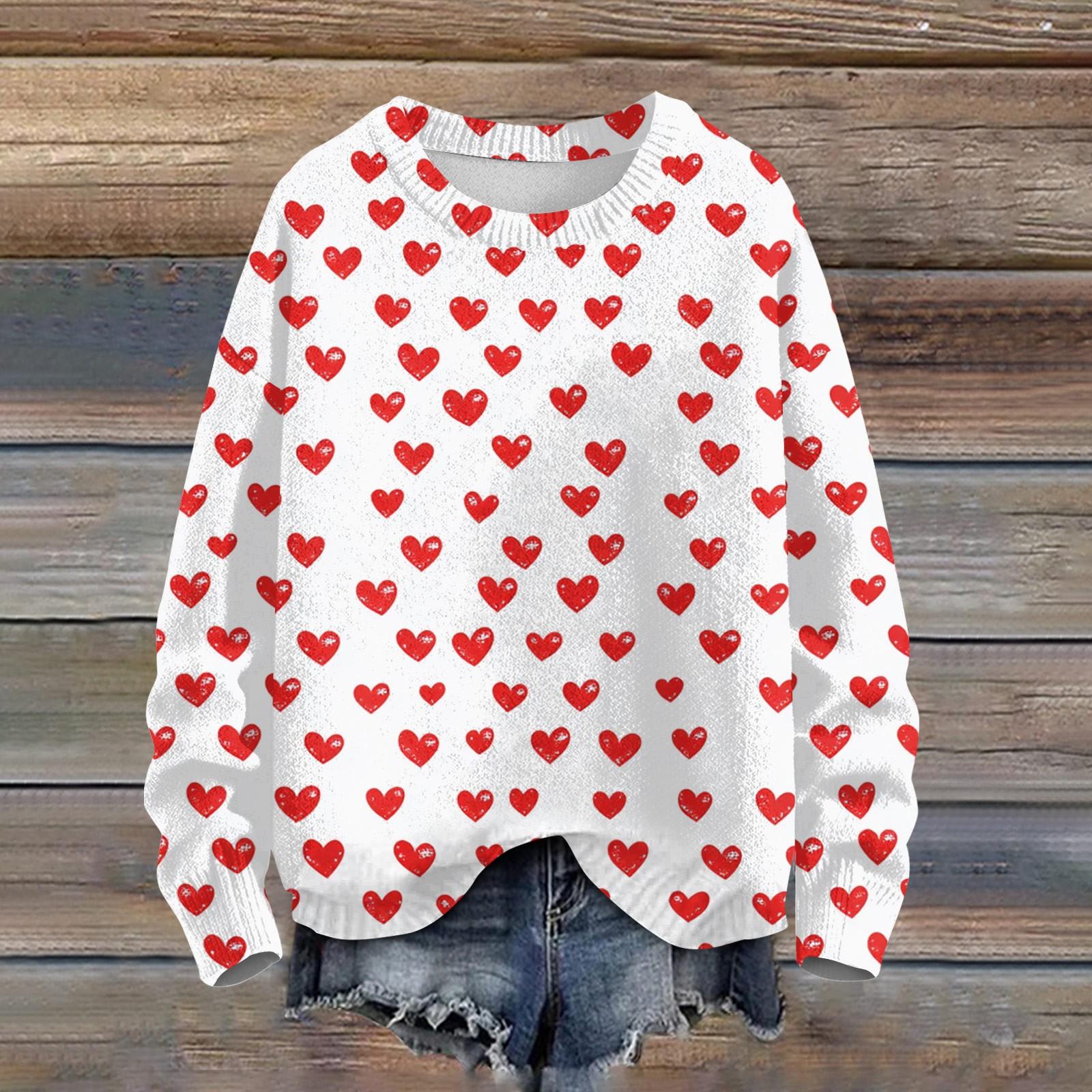 

Свитшоты для женщин Вязаный свитер Милая рубашка Осенний круглый вырез Пуловер Топы XL арбуз красный