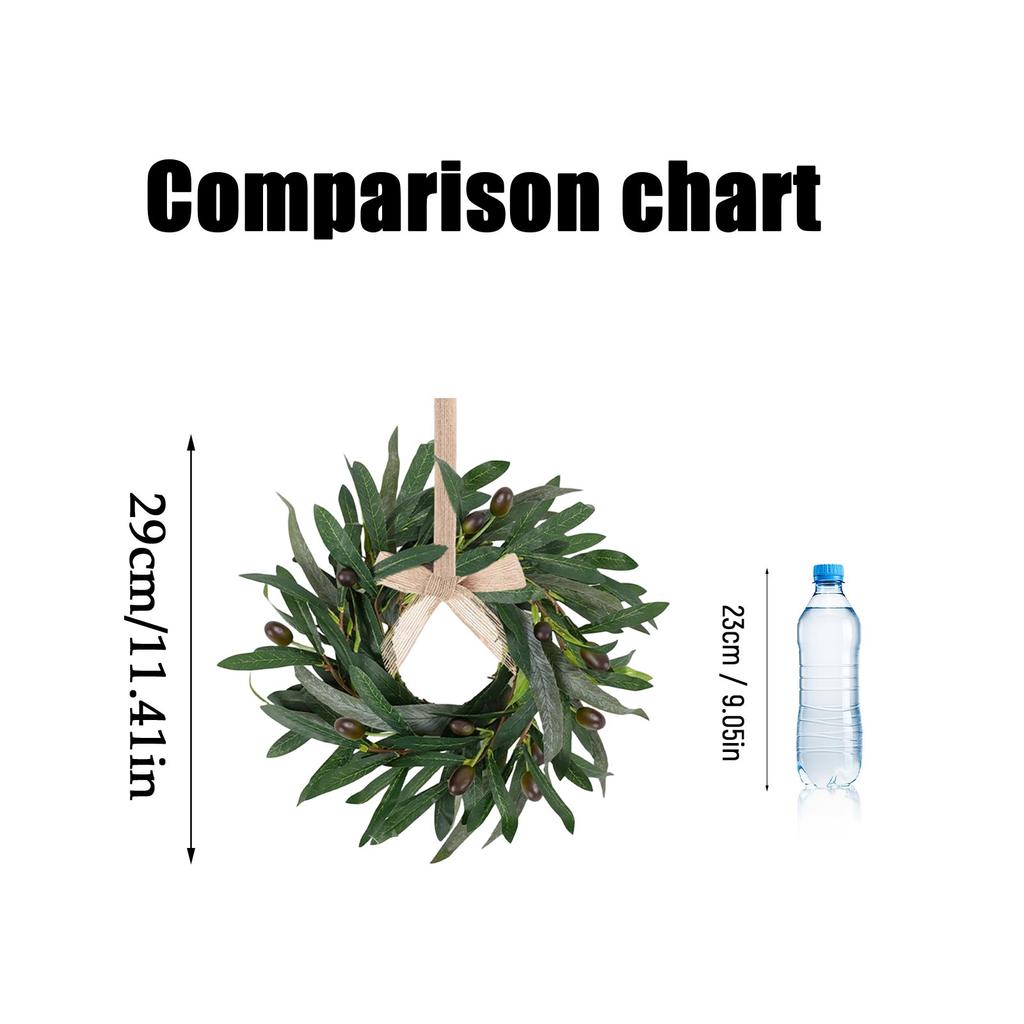 Set med 6 konstgjorda gröna olivljusringkransar