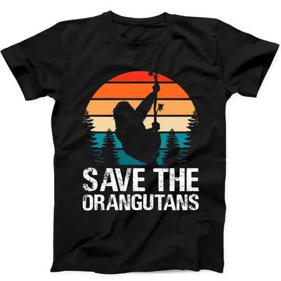 Sauvez les orangs-outans Hommage Monkey Jungle T-shirt Cadeau Drôle Noir 283