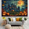 Spooky Halloween Backdrop: Dark Night Bat Castle with Pumpkin O'Lanterns - Perfect for Party Decorations and Photo Booth Props