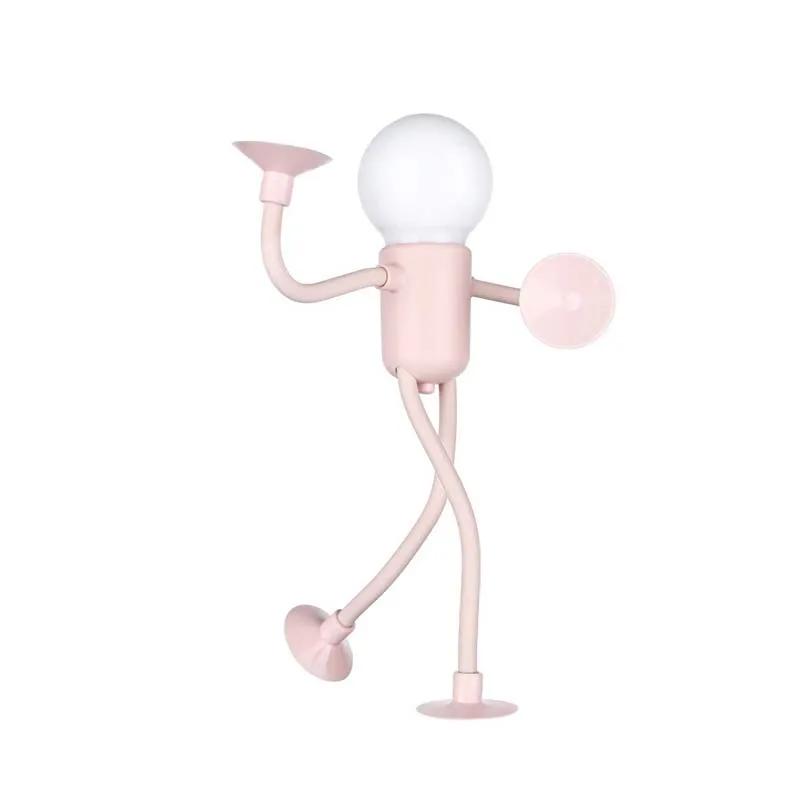

Creative Funny Shape Sportsman Night Light Changeable Mini Creative Suction Cup Light Bendable Desk Lamp Bulb Bedroom Decoration рожевий