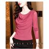 Pile Collar Lace Bottoming Shirt for Women Long-sleeved Spring and Autumn Fashionable Mesh T-shirt Top