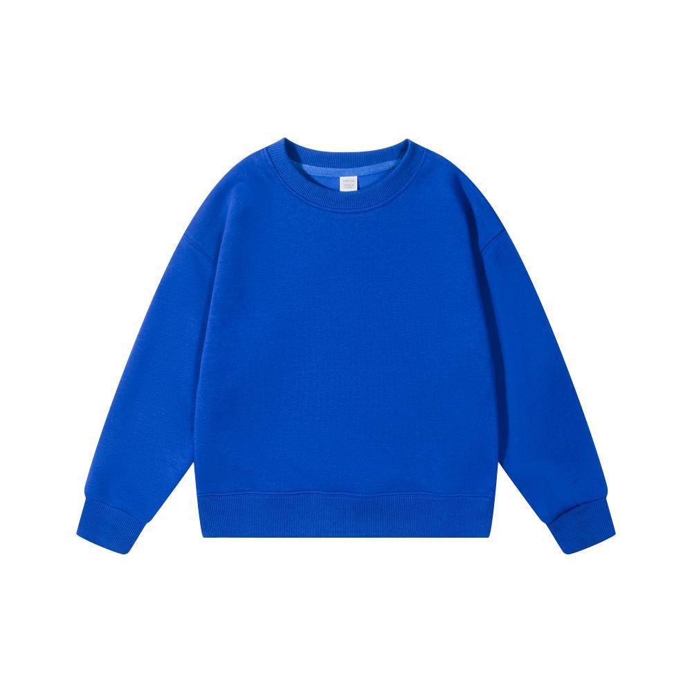 320g Rundhals-Sweatshirt für Kinder mit überschnittenen Schultern, einfarbig - Langarm-Schuluniform mit individueller Stickerei